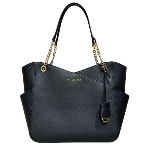 michael michael kors jet set saffiano top zip tote black|saffiano leather jet set.